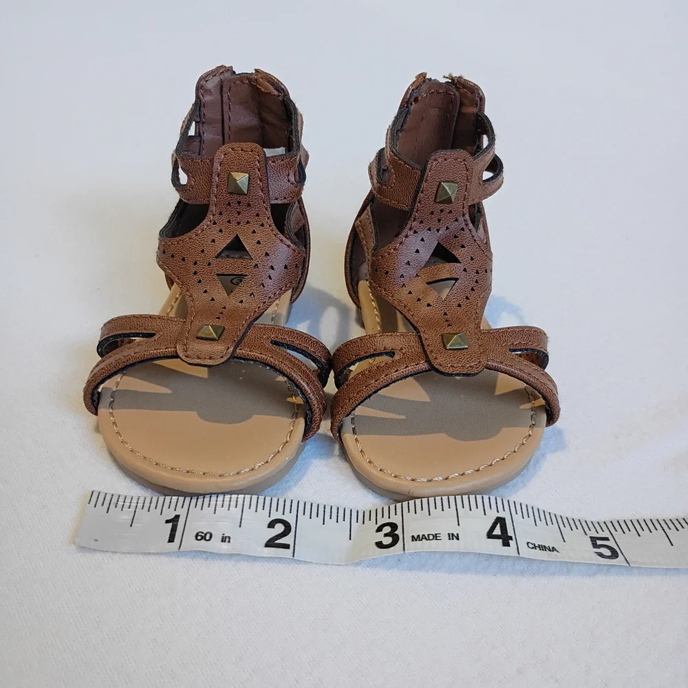 Koala Kids Size 3C Tan NeutralGladiator Boho Zipper Back Summer Sandals